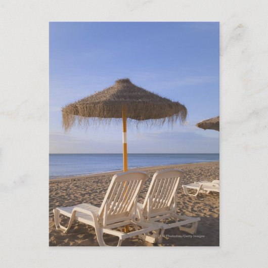 Sand Beach Chairs with Umbrella Briefkaart (Voorkant)