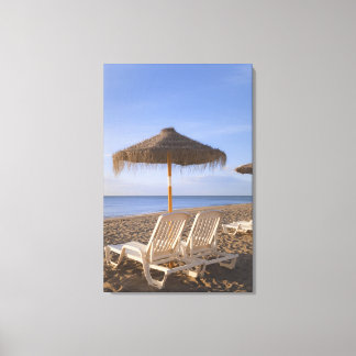 Sand Beach Chairs with Umbrella Canvas Afdruk