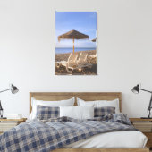 Sand Beach Chairs with Umbrella Canvas Afdruk (Insitu (Slaapkamer))