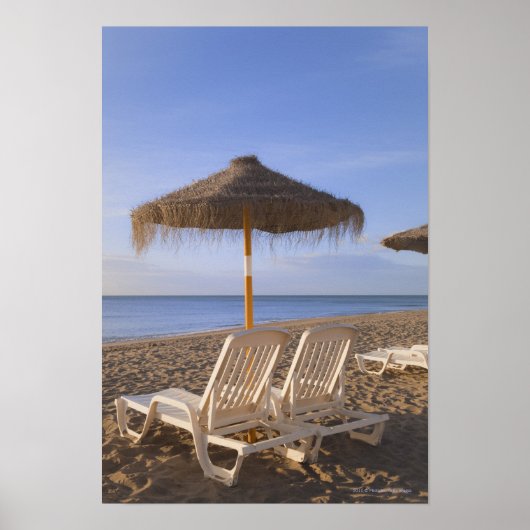 Sand Beach Chairs with Umbrella Poster (Voorkant)