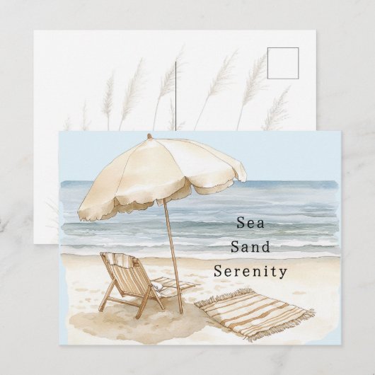 Sand Beach Serenity Umbrella Briefkaart (Voorkant / Achterkant)