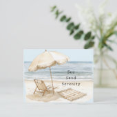 Sand Beach Serenity Umbrella Briefkaart (Staand voorkant)