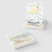 Sand Beach Serenity Umbrella Stenen Onderzetter (Zijkant)