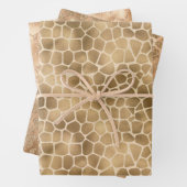 Sand Beige Gold Peach Glitter Giraffe Print Inpakpapier Vel (In situ)