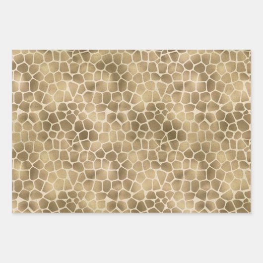 Sand Beige Gold Peach Glitter Giraffe Print Inpakpapier Vel (Voorkant)