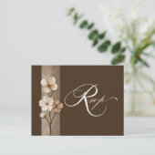 Sand Beige Hand Drawn Floral Botanical RSVP Briefkaart (Staand voorkant)