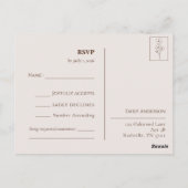 Sand Beige Hand Drawn Floral Botanical RSVP Briefkaart (Achterkant)