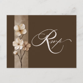 Sand Beige Hand Drawn Floral Botanical RSVP Briefkaart