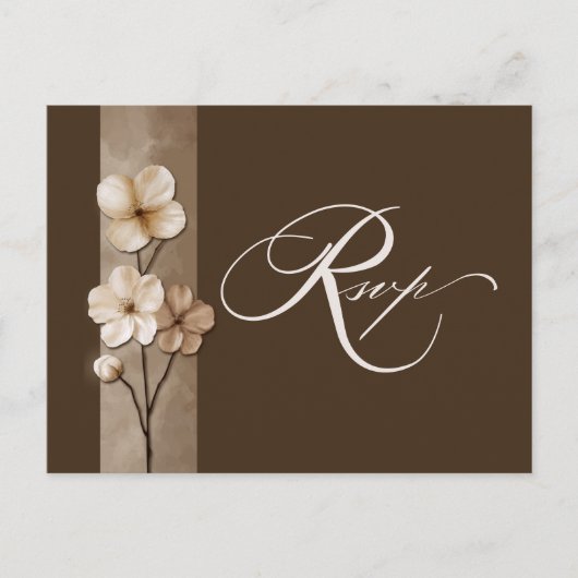 Sand Beige Hand Drawn Floral Botanical RSVP Briefkaart (Voorkant)