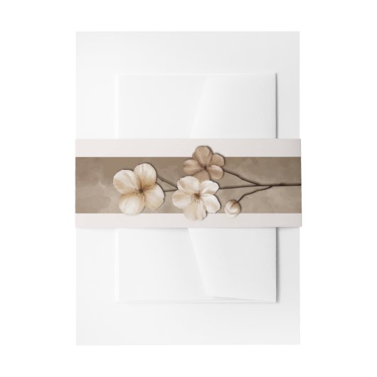 Sand Beige Hand Drawn Floral Botanical Wedding Uitnodigingen Wikkel (Voorkant Voorbeeld)