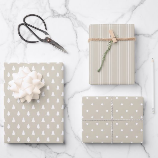 Sand Beige Modern Farmhouse Holiday Wrapping Paper (Voorkant)