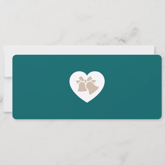 Sand Beige & Ocean Teal Boarding Pass Wedding Kaart (Achterkant)