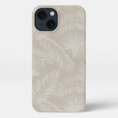Sand Beige Tropical Botanical Palm Leaves Patroon iPhone Hoesje (Achterkant)
