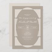 Sand Beige verfraaide parels verlovingsfeest Kaart (Voorkant / Achterkant)