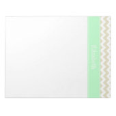 Sand Beige White Chevron Mint Name Monogram Notitieblok (Voorkant)