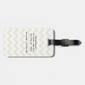 Sand Beige White Chevron Navy Quatrefoil Monogram Bagagelabel (Achterkant horizontaal)