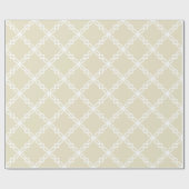Sand Beige White - groot Fancy Quatrefoliepatroon Cadeaupapier (Vlak)