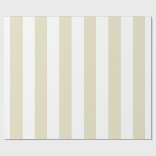Sand Beige White Huge Stripes Cadeaupapier (Vlak)