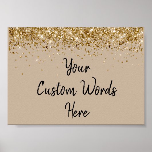 Sand Black Gold Glitter Verjaardagsfeest Jubileum Poster (Voorkant)