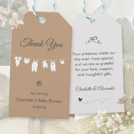 Sand Boho Elegant Bedankt Baby shower Cadeaulabel