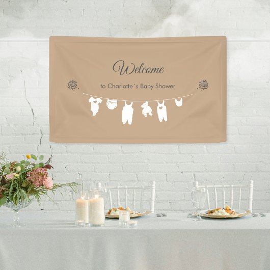 Sand Boho Minimalistisch Baby shower Welkom Spandoek
