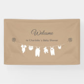Sand Boho Minimalistisch Baby shower Welkom Spandoek (Horizontaal)