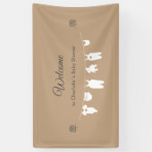 Sand Boho Minimalistisch Baby shower Welkom Spandoek (Verticaal)