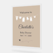 Sand Boho minimalistisch doorschijnend Baby shower Acryl Bord (Hoek)