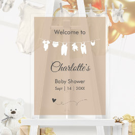 Sand Boho minimalistisch doorschijnend Baby shower Acryl Bord