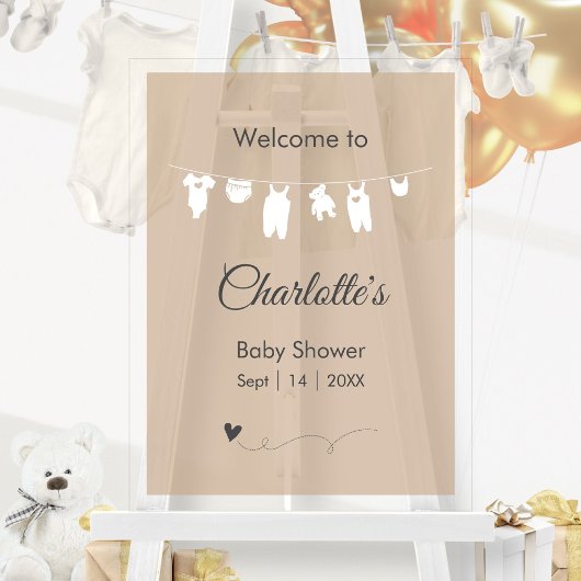 Sand Boho minimalistisch doorschijnend Baby shower Acryl Bord