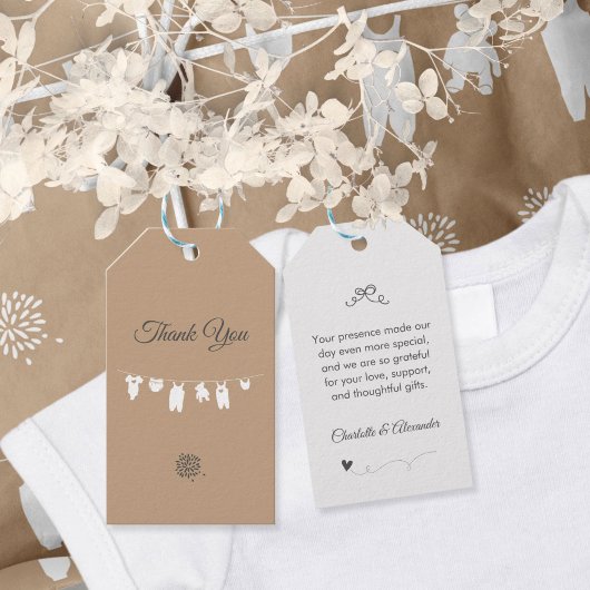 Sand Boho Minimalistisch Genderneutraal Baby showe Cadeaulabel