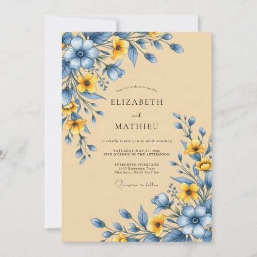 Sand Bucolic Meadow Wedding Kaart (Voorkant)