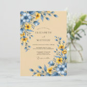 Sand Bucolic Meadow Wedding Kaart (Staand voorkant)