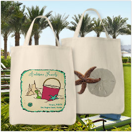 Sand Castle Beach Gepersonaliseerde familiereünie Tote Bag