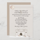 Sand Castle Beach Theme Wedding Kaart (Voorkant / Achterkant)