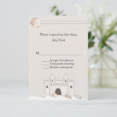 Sand Castle Beach Theme Wedding RSVP Kaartje (Staand voorkant)