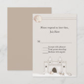 Sand Castle Beach Theme Wedding RSVP Kaartje (Voorkant / Achterkant)