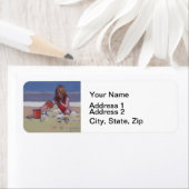 Sand Child Cute klein meisje dat op het strand spe Etiket (Insitu)