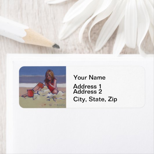 Sand Child Cute klein meisje dat op het strand spe Etiket (Insitu)