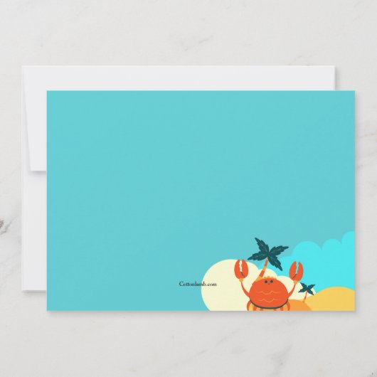 Sand Crab Birthday Party Kaart (Achterkant)