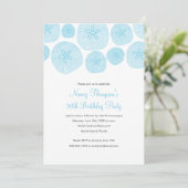 Sand Dollar 50th Birthday Party Invitation Kaart (Staand voorkant)