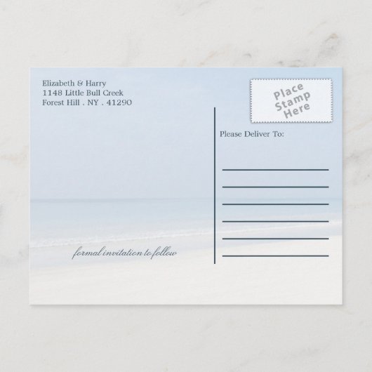 Sand Dollar and Starfish Beach Save the Date Aankondigingskaart (Achterkant)