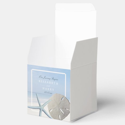 Sand Dollar and Starfish Beach Weddenschap Bedankdoosjes (Geopend)