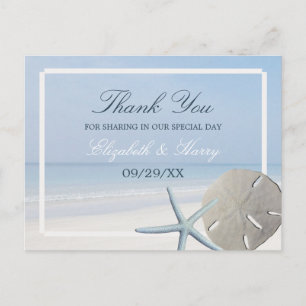 Sand Dollar and Starfish Beach Weddenschap Bedankt Briefkaart
