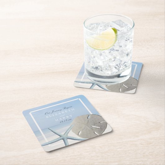 Sand Dollar and Starfish Beach Weddenschap Kartonnen Onderzetters (Insitu)