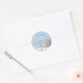 Sand Dollar and Starfish Beach Weddenschap Ronde Sticker