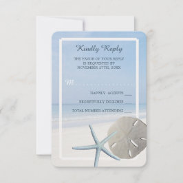 Sand Dollar and Starfish Beach Weddenschap RSVP Kaartje