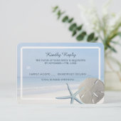 Sand Dollar and Starfish Beach Weddenschap RSVP Kaartje (Staand voorkant)