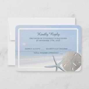 Sand Dollar and Starfish Beach Weddenschap RSVP Kaartje