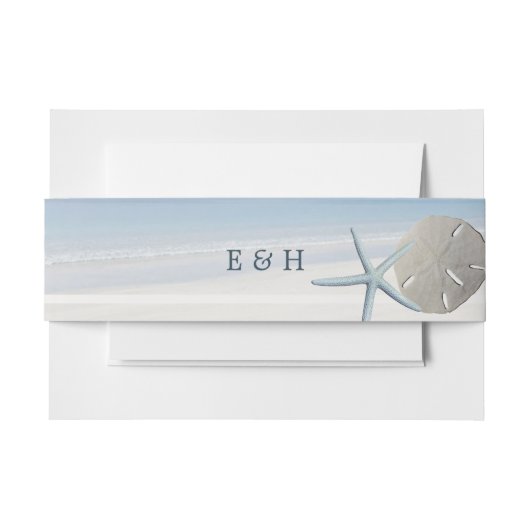 Sand Dollar and Starfish Beach Weddenschap Uitnodigingen Wikkel (Voorkant Voorbeeld)